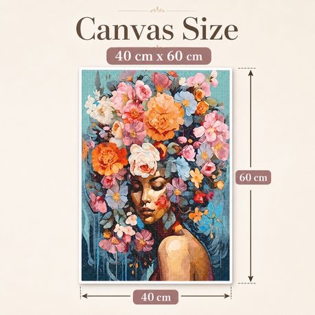 Kabukis 5D DIY Diamond Painting Floral Portrait 40x60cm - Breathtaking Kit