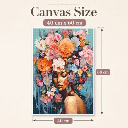 Kabukis 5D DIY Diamond Painting Floral Portrait 40x60cm - Breathtaking Kit