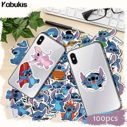 Kabukis 100pcs Waterproof Stitch Stickers - Fun & Creative Designs