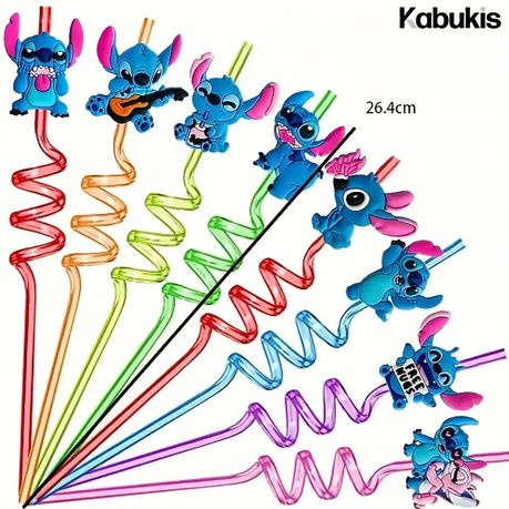 Kabukis Stitch Reusable Straws - 8-pcs of Joyful Fun for Birthdays & Events