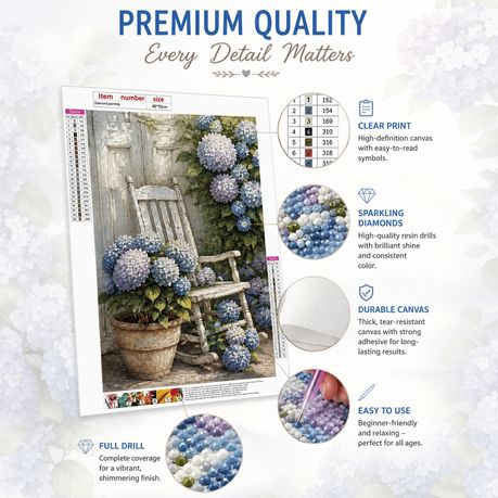 Kabukis 5D DIY Diamond Dot Painting Kit Hydrangea Garden 40x50cm -Beautiful
