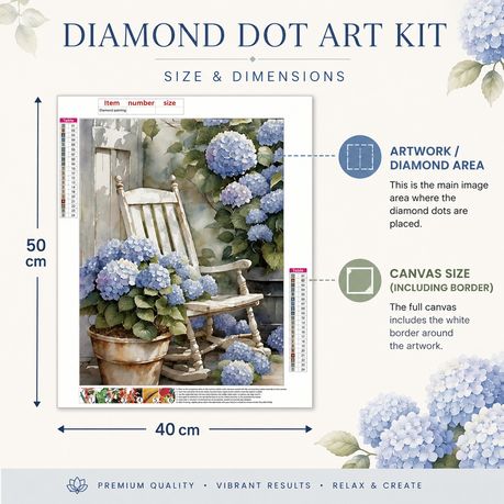Kabukis 5D DIY Diamond Dot Painting Kit Hydrangea Garden 40x50cm -Beautiful