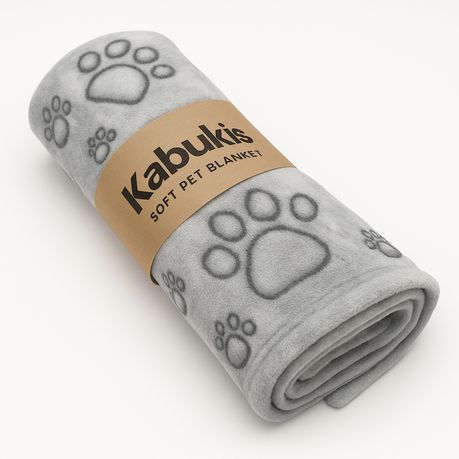 Kabukis Best-Selling Paw Print Grey Pet Blanket for Dogs & Cats