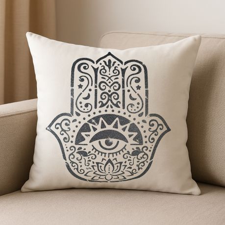 XL Glitter Printed Hamsa Hand White Scatter cushion cover and inner decor