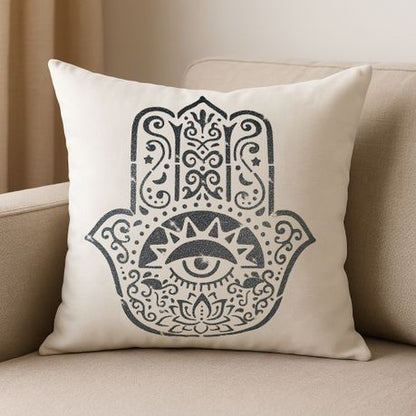 XL Glitter Printed Hamsa Hand White Scatter cushion cover and inner decor