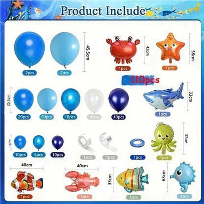 Kabukis 110 Pcs Sea Party Decorations - Balloon Arch to an Ocean Paradise