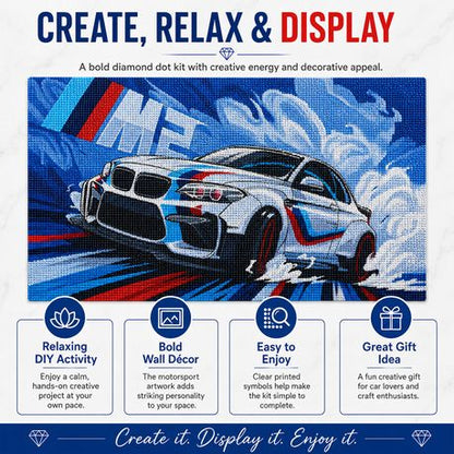 Kabukis 5D Diamond Painting Kit M2 Sports Car 25x35cm - Bold Wall Decor