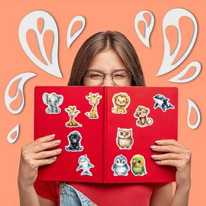 Kabukis 50pc Cartoon Animal Vinyl Stickers for Laptop, Mobile Phone, Tablet
