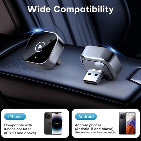 2-in-1 Wireless CarPlay & Android Auto Adapter,Fast Auto-Connect, No Delay