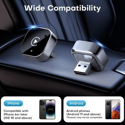 2-in-1 Wireless CarPlay & Android Auto Adapter,Fast Auto-Connect, No Delay