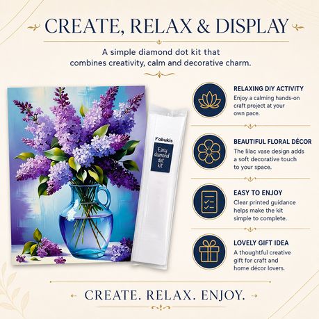 Kabukis 5D Diamond Dot Painting Vase Flower - Lilac Full Drill Kit 40x30cm