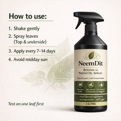 NeemDit Ready To Use Neem Oil Plant Spray 1L - Powerful Natural Care