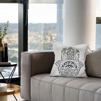 XL Glitter Printed Hamsa Hand White Scatter cushion cover and inner decor
