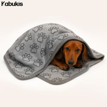 Kabukis Best-Selling Paw Print Grey Pet Blanket for Dogs & Cats