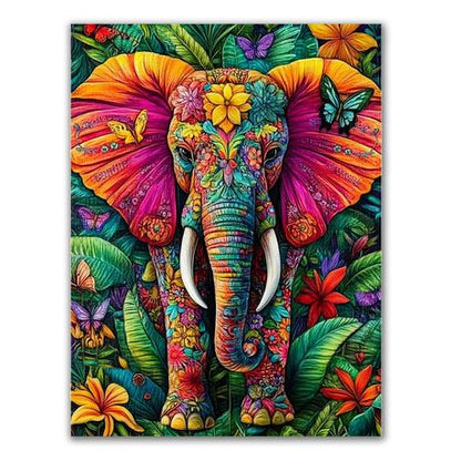 Large 5D Diamond Painting Kit Elephants & Flowers - Stunning Art 40x30