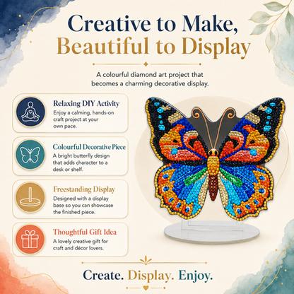 Kabukis DIY Diamond Dot Art Kit - Vibrant Butterfly Orange Decor Ornament