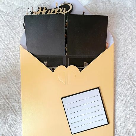 3D Pop-up Birthday Card Set - Elegant Black & Gold Card for Him or Her