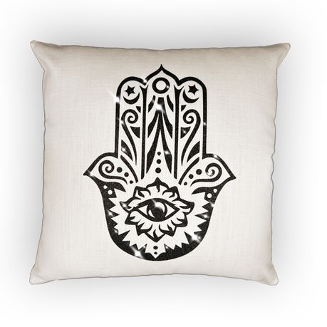 Glitter Printed Black Hamsa Hand Scatter Cushion