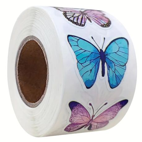 500pcs Bright & Attractive Butterfly &Flower Shaped Gift Wrap Sticker Roll