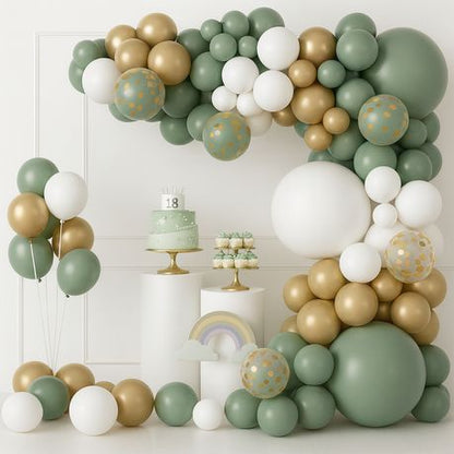 128pcs Sage Green Balloon Arch Garland Kit - Wedding & Birthday Backdrop